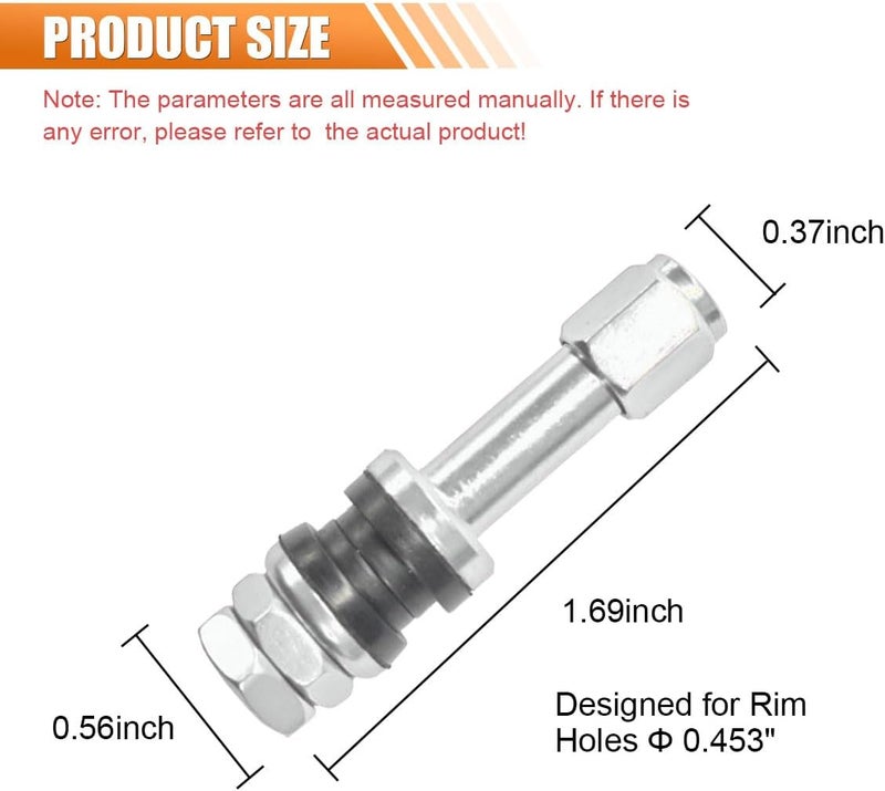 LHDOS 5PCS TR43E/VS43 Tubeless Metal Clamp-in Tire Valve Stems, Aluminum Alloy Valve Stems Mount for 0.453" Rim Hole on Standard Vehicle Tires (Silver) - Image 2